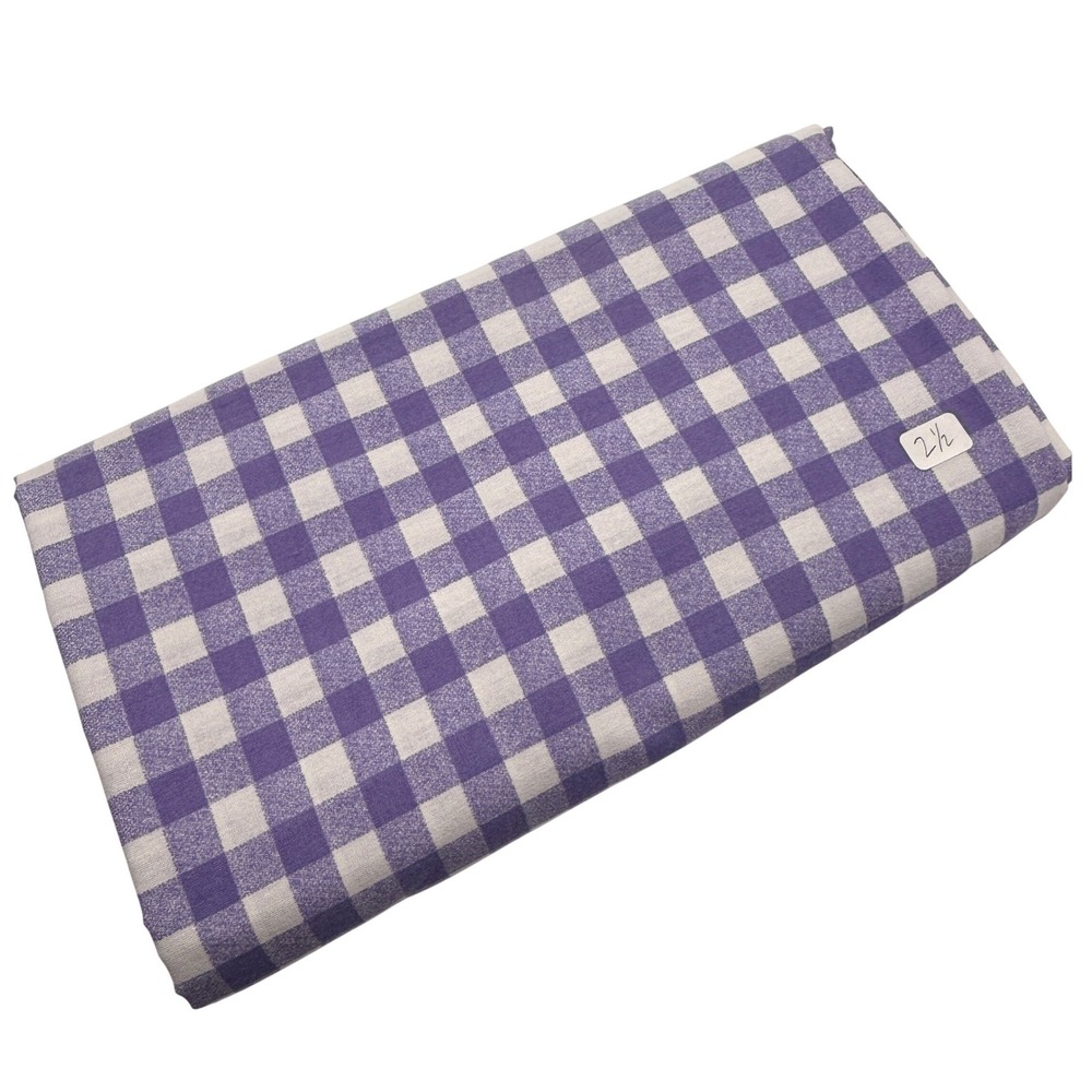 Gingham Check Fabric Sewing Craft Purple White 2.5 Yards Cotton Blend